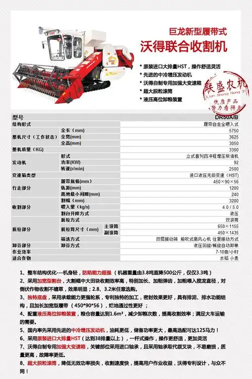 【沃得巨龙新型履带式联合收割机】价格,厂家,图片,其他农业机械,漳州