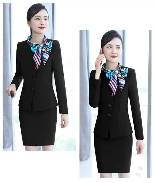 大堂经理服装秋冬新款职业装酒店前台餐饮长袖套装美容院收银员服务员