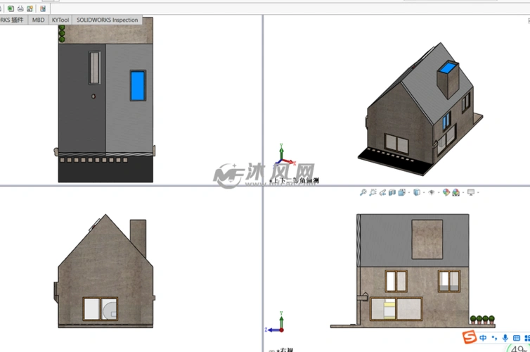 房屋设计(带温度传感器)设计模型三视图