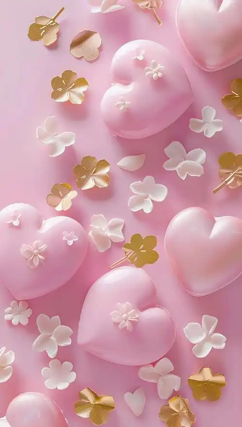 粉色爱心壁纸,少女心爆棚!