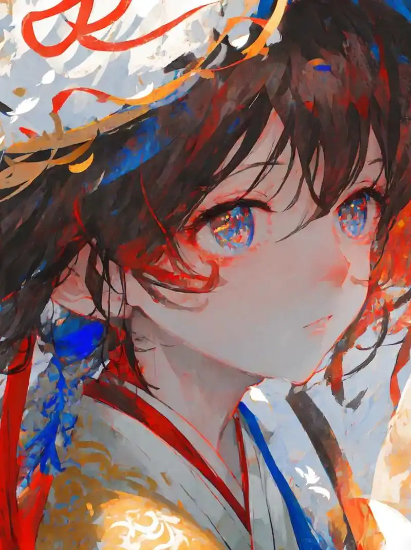 的动漫女孩,头发上有一朵花, 动漫风格4 k, 美丽的动漫肖像, 白发神