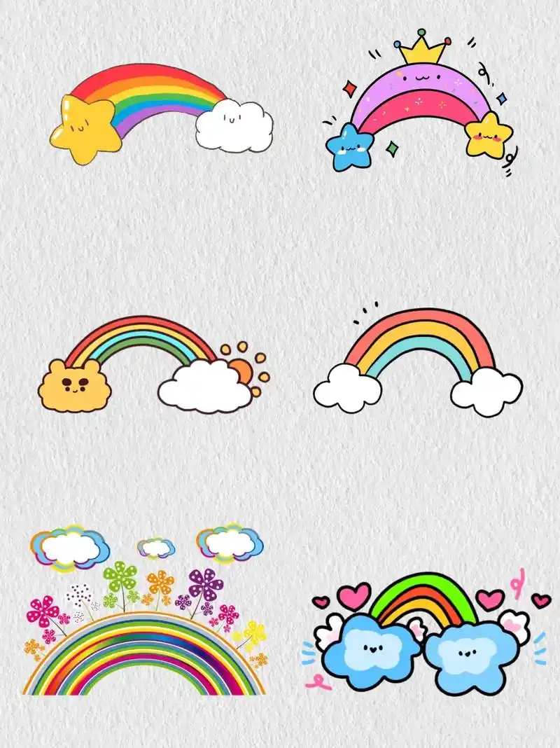 创作灵感 #云朵简笔画 #彩虹简笔画 #儿童画 #绘画素材 一些简单的