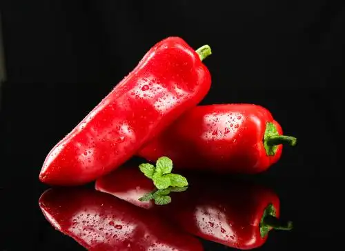 黑底上放着红菜椒 红辣椒