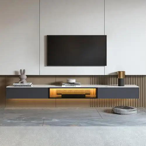 岩板悬空电视柜茶几组合客厅轻奢风壁挂式电视机柜挂墙悬挂式墙柜