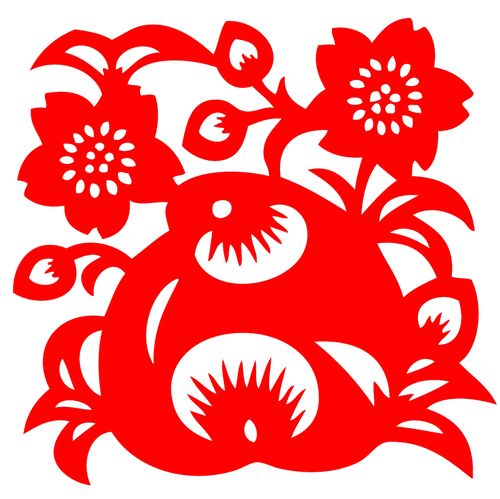 剪纸fg01桃子花鸟装饰画传统中国国风窗花镂空喜字
