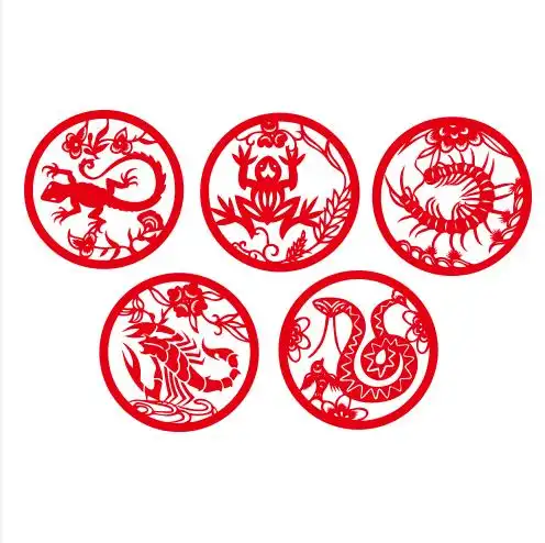 五毒 动物剪纸窗花贴端午节传统装饰贴背景墙贴门贴玻璃贴装饰画