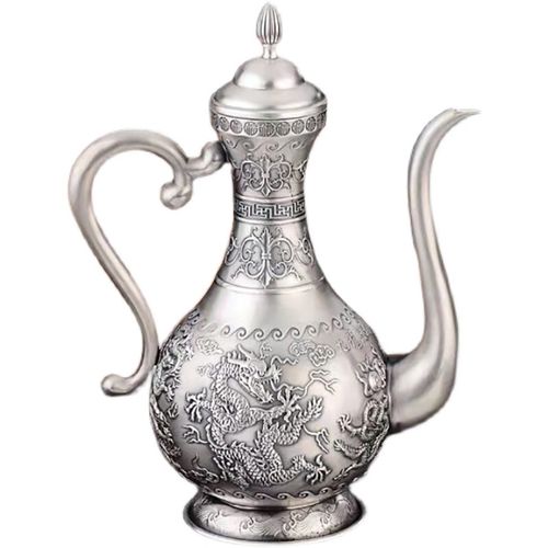 pgy纯银酒壶 足银酒壶999纯银酒具套装雪花银家用食用银酒杯百福龙凤