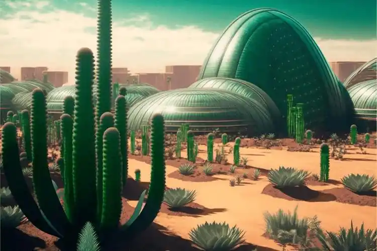 使用chatgpt和midjourney设计了一座火星未来城市,这是一座能够适应