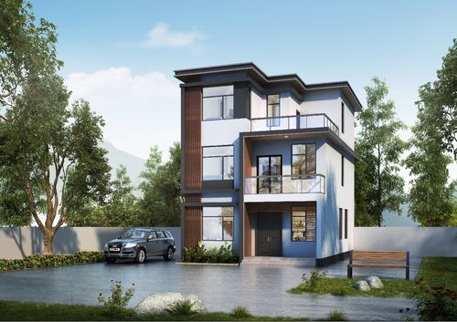 自建房别墅设计图纸三层现代风格模型素材效果图施工图