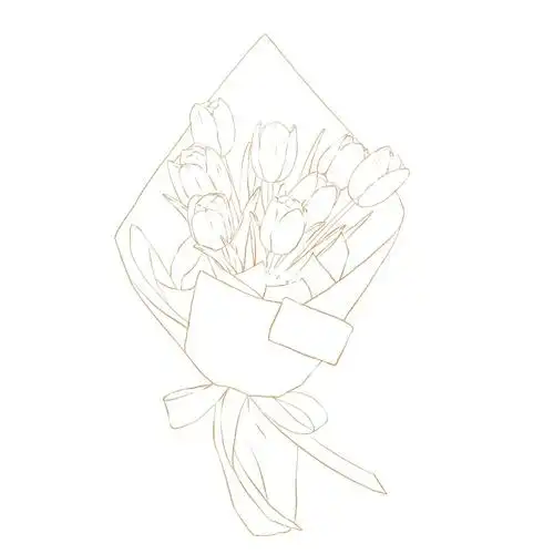 ipad水彩花卉郁金香线稿春天