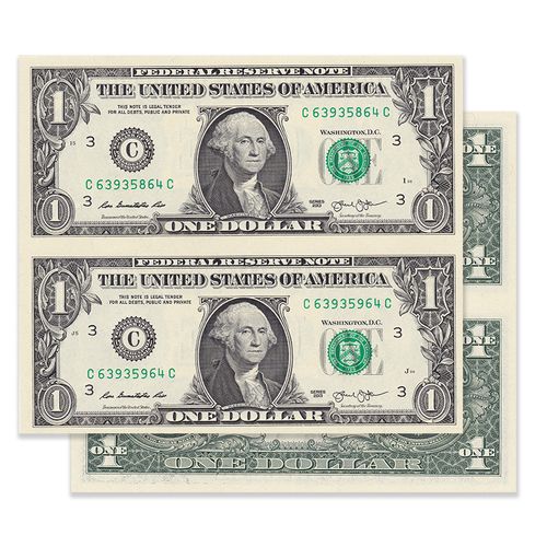精选邮票收藏美国1美元联体钞  连体钞纸币套装 2连体 裸钞
