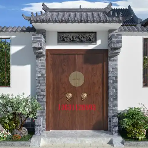实木仿古海棠木庭院大门老榆木进户门农村别墅对开门中式祠堂门