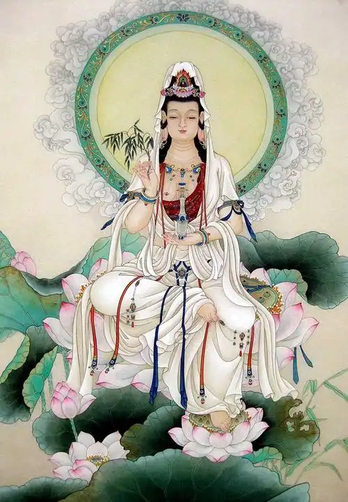 杨柳子观音大士净瓶施药观世音菩萨画像结缘卷轴挂画图sr 白衣观音