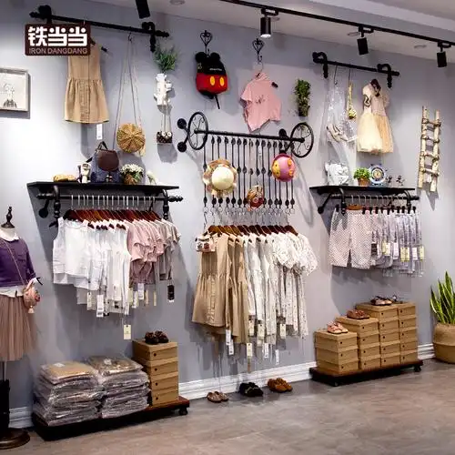 童装店铺装饰货架展示展示架架上墙挂衣架壁挂式服装展示架