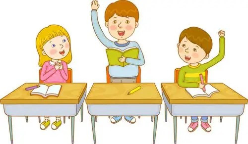 卡通回答问题的学生