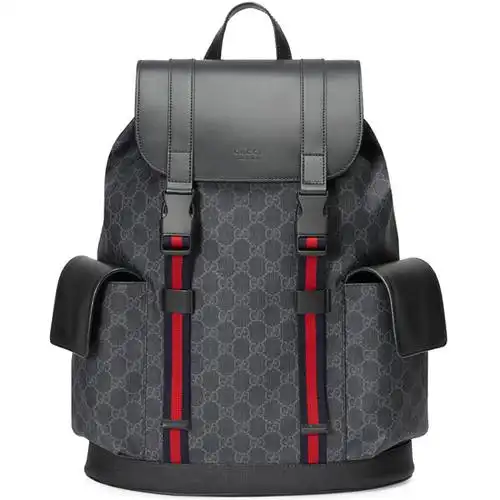 古驰gucci男士帆布双g印花双肩包495563 k9r8x 1071 黑色