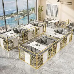 餐厅铁艺隔断火锅店卡座半墙矮隔断围栏酒店餐饮过道长虹玻璃屏风