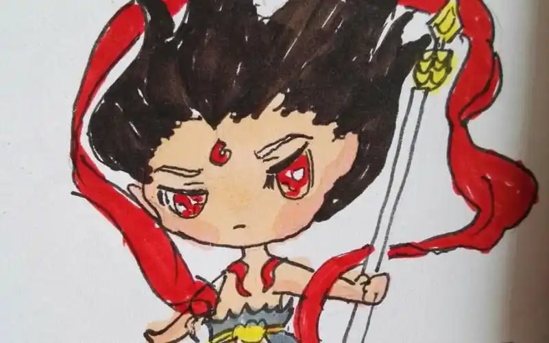 马克笔手绘哪吒哪吒成品我的第一个视频