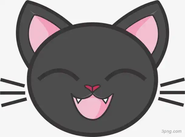 创意猫头黑色可爱微笑png素材透明免抠图片-艺术字集
