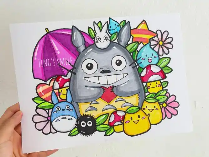 马克笔下的基础动漫课件#龙猫  #少儿美术课件  #马克笔手绘