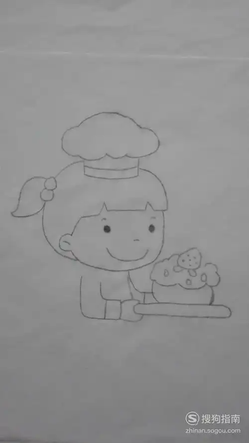如何画做蛋糕的小女孩的简笔画优质