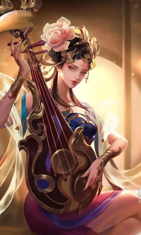 王者荣耀古风女英雄杨玉环弹琴手机壁纸图片高清1080(3)