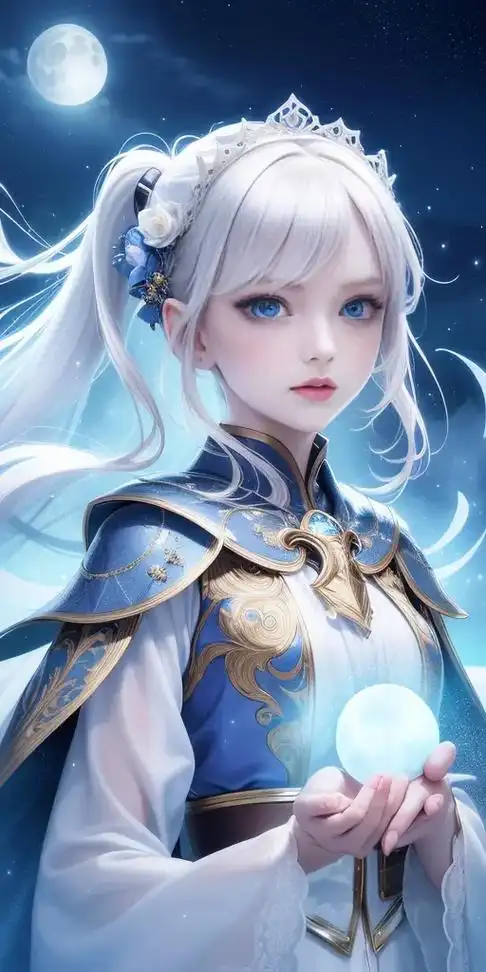 来自sd-ai的美学1.白发蓝眼#二次元美图壁纸大全 #唯美 - 抖音