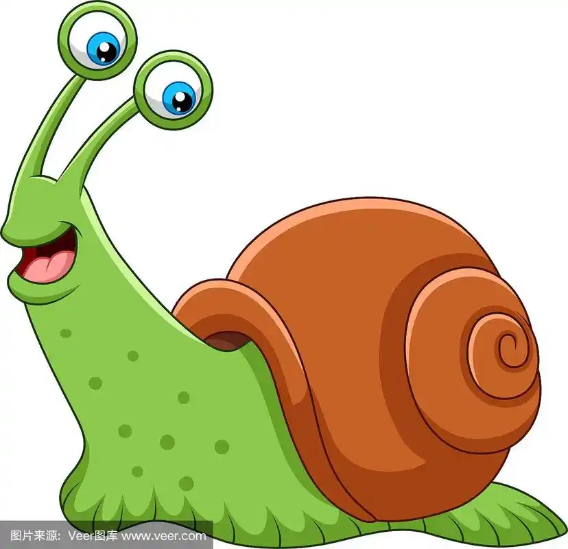 卡通快乐的蜗牛孤立在白色的背景