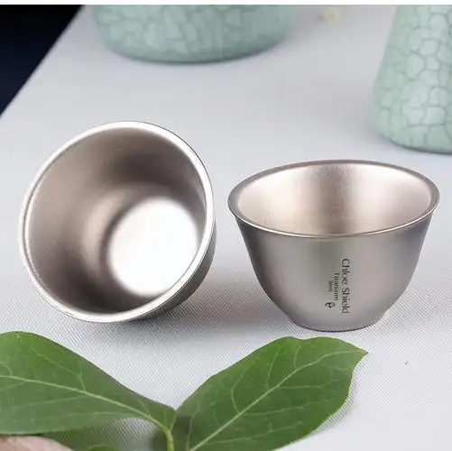 茶杯泡茶杯子休闲家居健康便携随手金属酒盅杯ta8747ss茶杯50ml冰花银