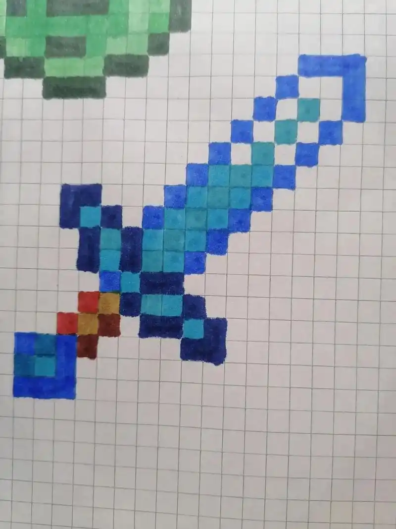我的世界像素画 #像素画系列#附魔钻石剑  #附魔金苹果 - 抖音