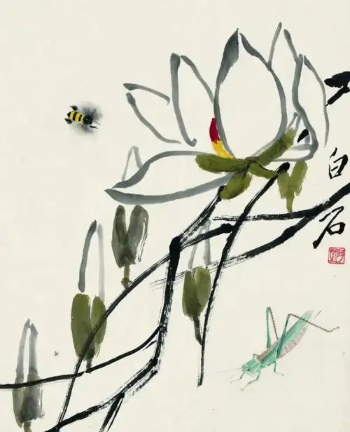 送你一朵水墨花——齐白石画中的白玉兰!_齐先生_作品_花鸟画