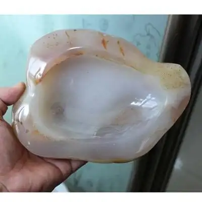 水玉冰魄天然玛瑙烟灰缸聚宝盆家居原石把玩摆件