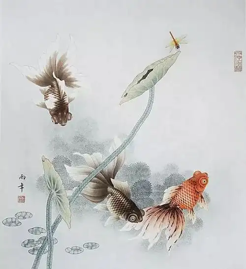 国画赏析真养眼多姿多彩的金鱼