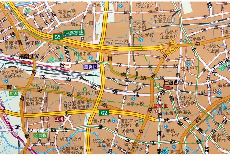 2021上海城区图地图挂图 上海市地图挂图正反面印刷 挂绳精装高清印刷