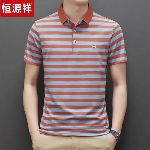 恒源祥中青年男士短袖t恤条纹体恤打底polo衫休闲半袖上衣服