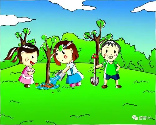 看图说话《我和朋友植树》