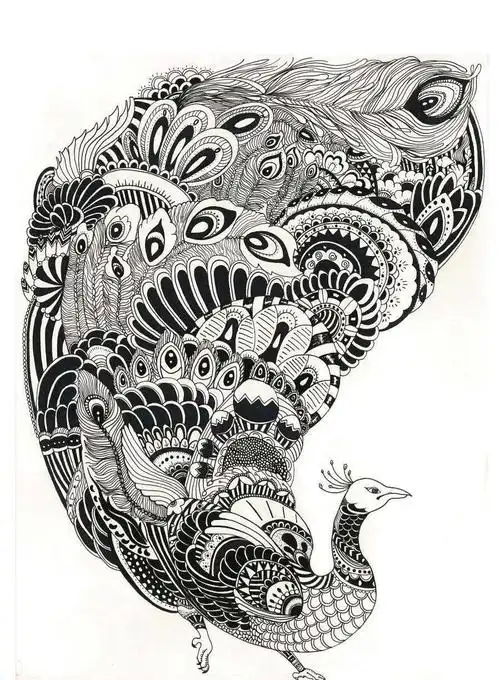 动物主题线描装饰绘画