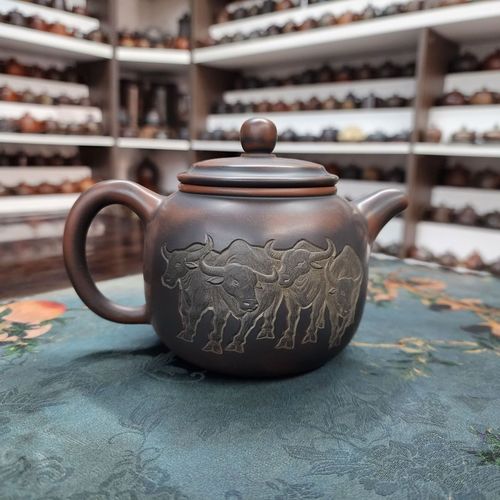 纯手工坭兴陶茶壶大鲍尊壶周殿大师壶400毫升出水流畅气密性好