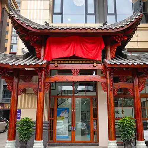 仿古门头实木中式庭院门楼防腐木火锅店餐饮木质招牌