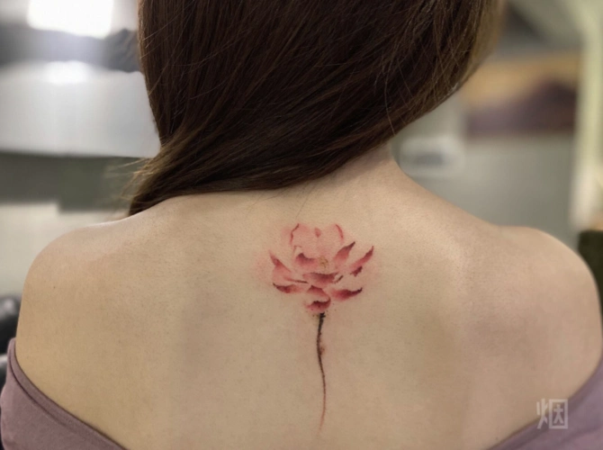 水墨荷花纹身图案大全荷花纹身图案男女18