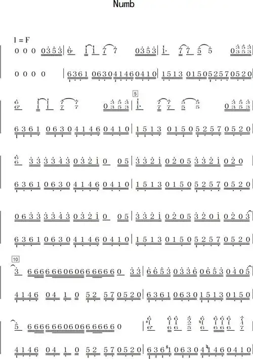 跪求numb钢琴版数字简谱!