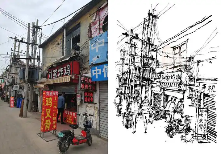 最近的钢笔速写街景作品