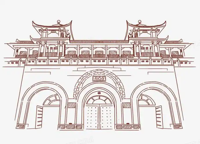 本作品全称为《简约手绘江苏南京玄武门创意元素》,使用 adobe