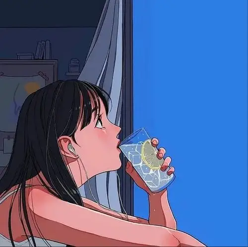 求夏天喝冷饮吃西瓜这种头像