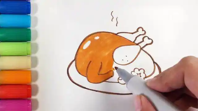 感恩节食物简笔画威武的火鸡画火鸡简笔画步骤图教学火鸡简笔画过程