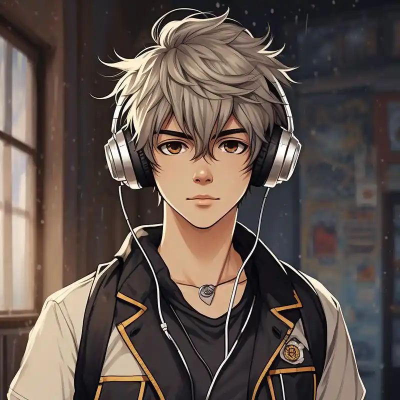 95戴耳机的帅气动漫男生头像90