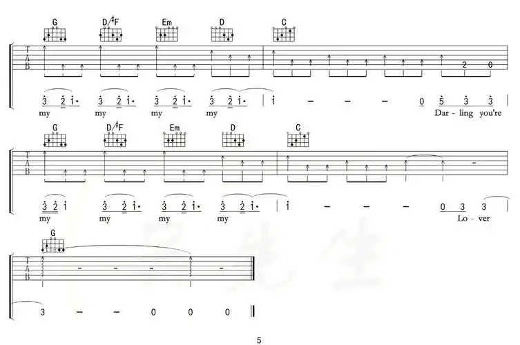 《lover》吉他谱_taylor swift_g调原版弹唱谱_高清六线谱