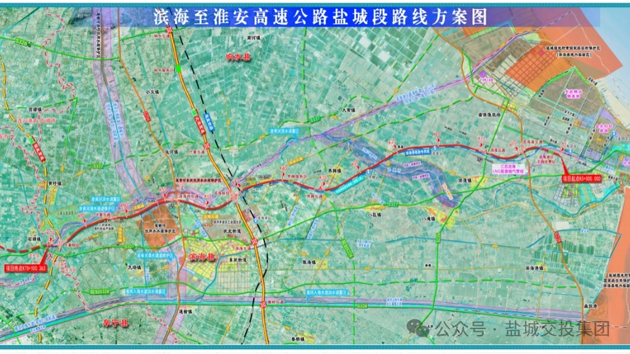 滨淮高速盐城段工程于2021年11月开工建设,项目起自盐城港滨海港区