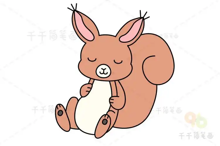 睡觉的松鼠简笔画教程