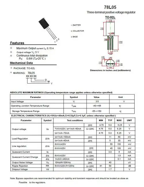ws78l05三极管 直插 to-92 三端稳压